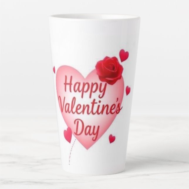 Tasse Latte Heureuse Sainte-Valentin (Devant)