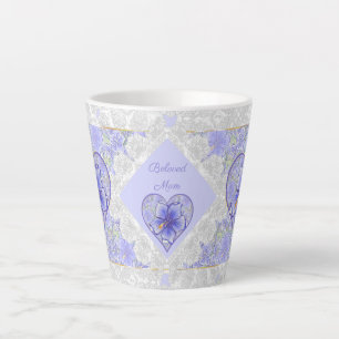 Tasse Latte Hibiscus & dentelle BLEU
