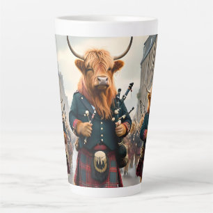 Tasse Latte Highland Harmony : Bagpipe Highland Cow Band
