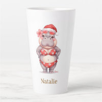 Hippopotame surfeur en bikini rouge pour Noël