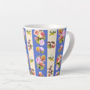 Tasse Latte hirondelles et roses