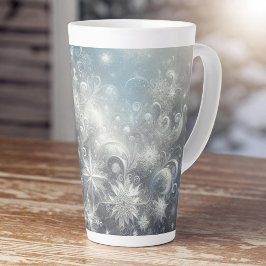 Tasse Latte Hiver Silver et Fléau de neige bleu