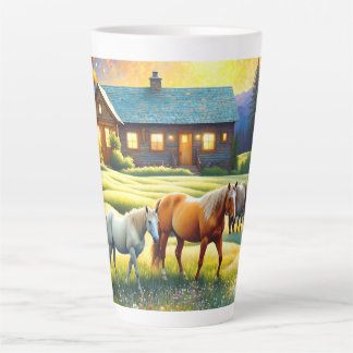 Tasse Latte Horse on Farm Wildflower Meadow
