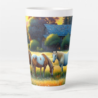 Tasse Latte Horse on Farm Wildflower Meadow