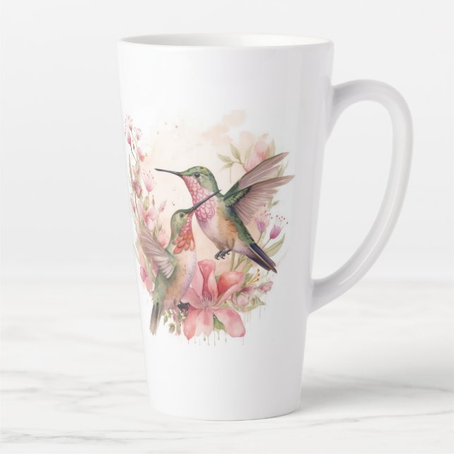 Tasse Latte Humming Bird with Flowers (Droite)
