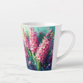 Tasse Latte Hyacinthes roses Floral Impressionniste Peinture