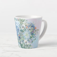 Hydrangée bleue et latte florale