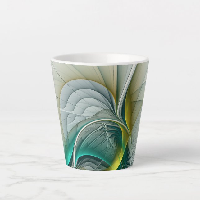 Tasse Latte Hypnotique Abstrait Golden Turquoise Turquoise Fra (Devant)