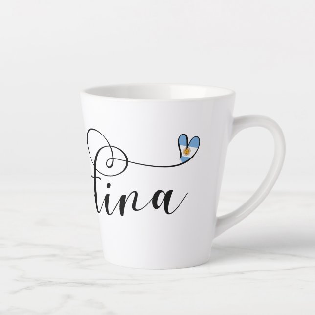 Tasse Latte I Love Argentina, Argentine Flag Heart (Droite)
