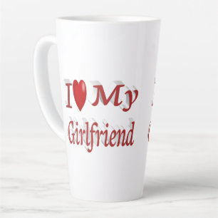 Tasse Latte I Love My Girlfriend texte rouge mignon