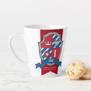 Tasse Latte Ian nom signifie knight wolf crest lettre I