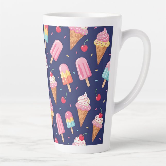 Tasse Latte Ice cream, popsicles and cherries pattern (Droite)