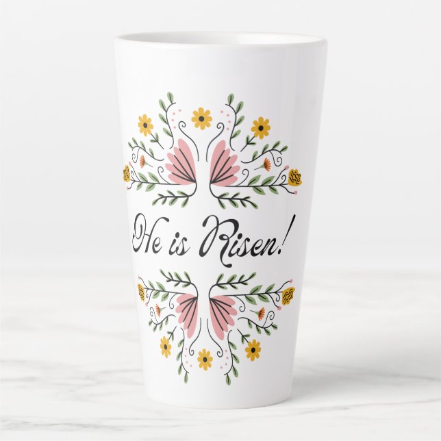 Tasse Latte Il est ressuscité Pâques (Devant)