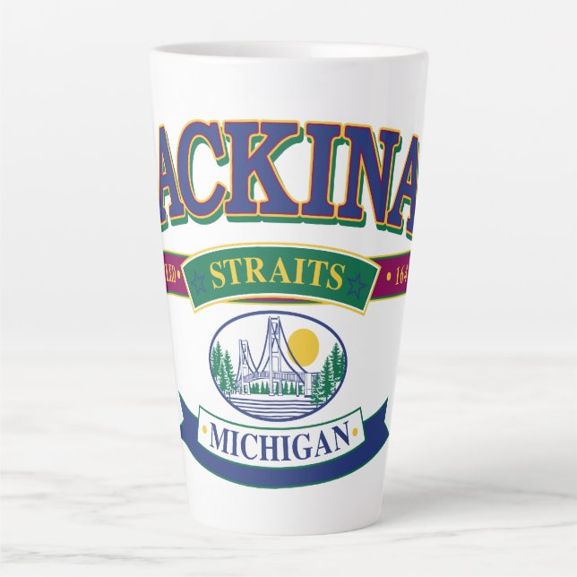Tasse Latte Île Mackinac Michigan (Devant)
