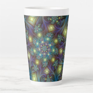 Tasse Latte Illuminé Abstrait brillant Turquoise violet Fracta