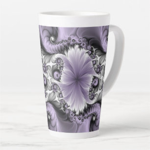 Tasse Latte Illusion Lilac Abstrait Floral Fractal Art Imagina
