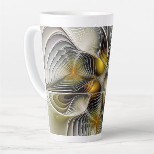 Tasse Latte Illusion Optique Abstrait 3D Fractal Avec Profonde
