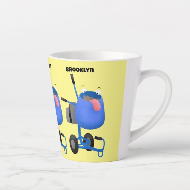 Tasse Latte Illustration amusante du mélangeur de ciment bleu (Droite)