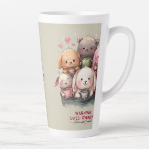 Tasse Latte Illustration aquarelle d'animaux Kawaii mignons