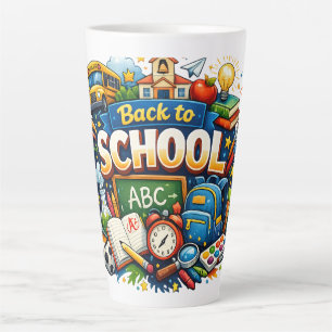 Tasse Latte Illustration colorée de rentrée scolaire