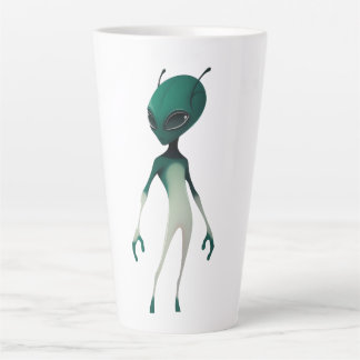 Tasse Latte Illustration d'alien vert cool - Personnage de sci