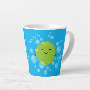 Tasse Latte Illustration de bulles de chaux vert mou