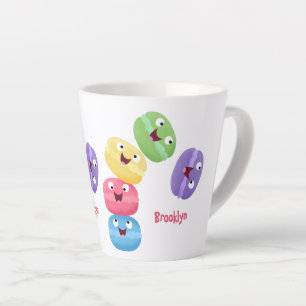 Tasse Latte Illustration de caricature de macarons marrant mig