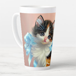 Tasse Latte Illustration de chaton calico vintage