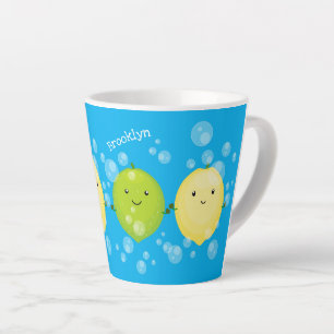 Tasse Latte Illustration de dessin animé de citron vert citron