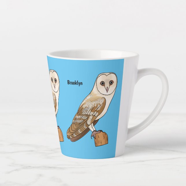 Tasse Latte Illustration de dessin animé de la chouette grange (Droite)