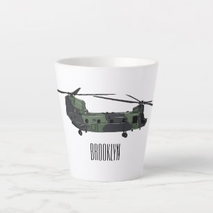 Tasse Latte illustration de dessin animé d'hélicoptère de l'ar