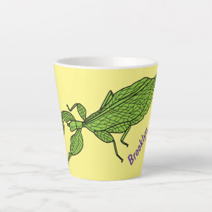 Tasse Latte Illustration de dessin animé d'insecte feuille ver