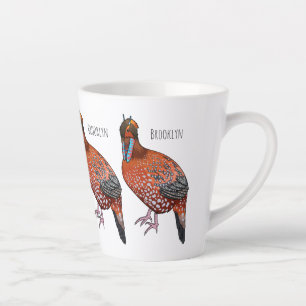 Tasse Latte illustration de dessin animé d'oiseau tragopan de