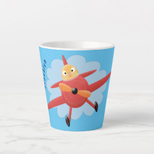 Tasse Latte Illustration de dessin animé d'un oiseau mignon pi