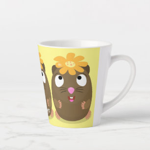 Tasse Latte Illustration de dessin animé heureux de cochon d'I