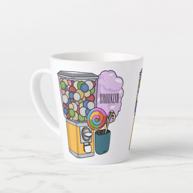 Tasse Latte Illustration de dessin de bonbon (Angle gauche)