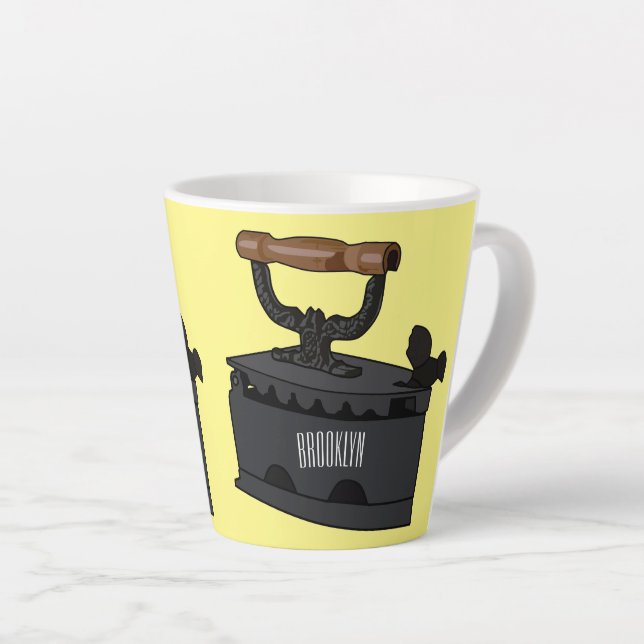 Tasse Latte Illustration de dessin en fer de Charbon (Angle droit)