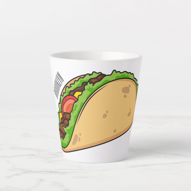 Tasse Latte Illustration de dessin sur Taco (Devant)