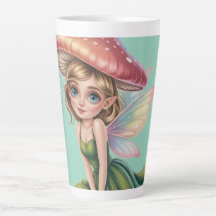 Tasse Latte Illustration de fée de la forêt avec chapeau de ch