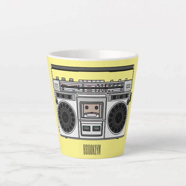Tasse Latte Illustration de la bande dessinée radio (Devant)