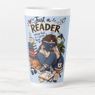 Tasse Latte Illustration de lecteur de livre cosy
