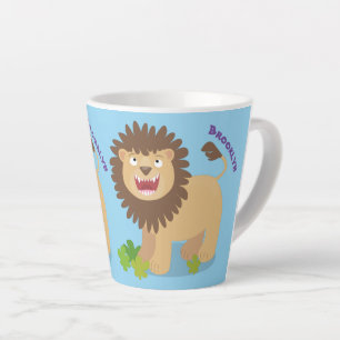 Tasse Latte Illustration de l'effervescence de lions heureux