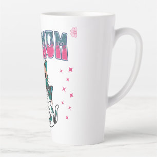 Tasse Latte Illustration de maman chat mignonne Art félin cosy