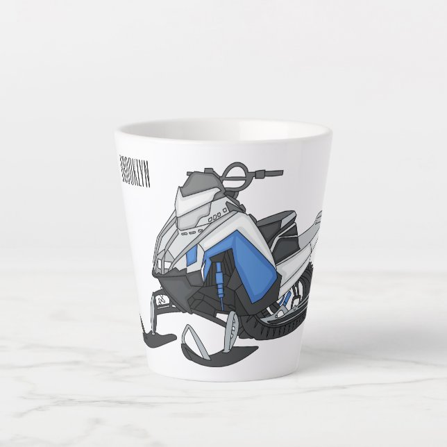Tasse Latte Illustration de motoneige (Devant)