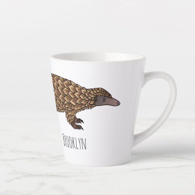 Tasse Latte Illustration de pangolin à queue longue (Droite)