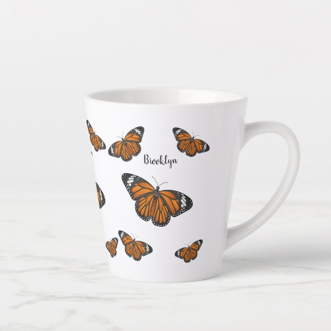 Tasse Latte Illustration de papillon monarque (Droite)
