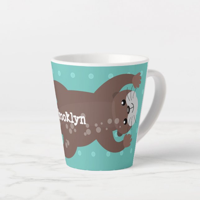 Tasse Latte Illustration de plongée de loutre mignonne (Angle droit)