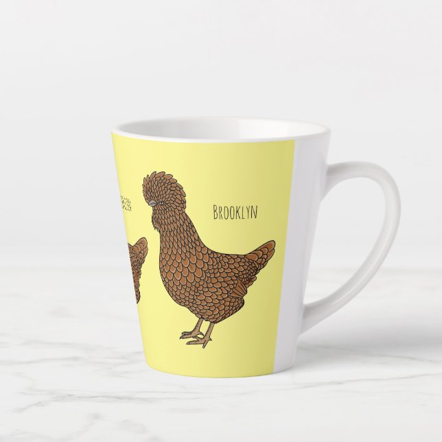 Tasse Latte Illustration de poulet à la polis chamois (Droite)