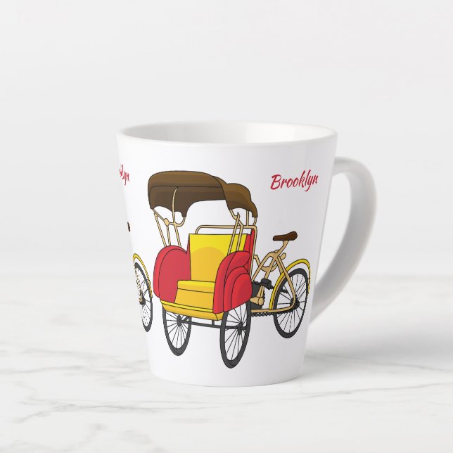 Tasse Latte Illustration de pousse-pousse pédicab (Angle droit)