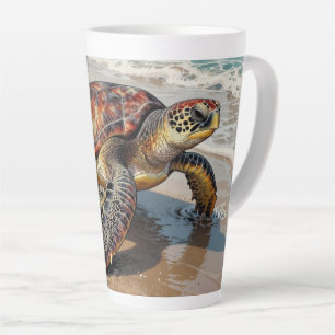 Tasse Latte Illustration de tortue marine et bébé